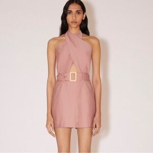 NANUSHKA Nadie Belted Poplin Mini Dress Faded Rose NWT Sz S